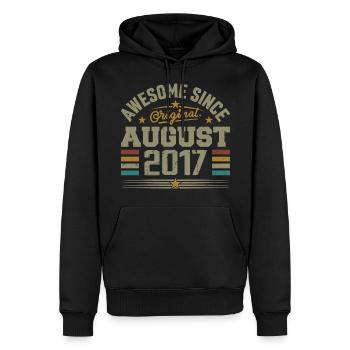 August 2017 Birthday August 2017 August 2017 Retro - Men’s Premium Organic Hoodie - black - Front - Nico (187cm)