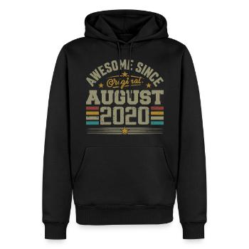 August 2020 Geburtstag August 2020 August 2020 Retro - Männer Premium Bio Hoodie - Schwarz - Vorne - Nico (187cm)
