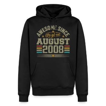 Août 2008 Anniversaire Août 2008 August 2008 Rétro - Sweat à capuche Premium bio Homme - noir - Devant - Nico (187cm)