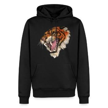 Brüllend Tiger Wildkatze Geschenk Freiheit Natur - Männer Premium Bio Hoodie - Schwarz - Vorne - Nico (187cm)