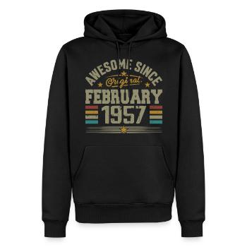February 1957 68th Anniversary Gift, February 1957 - Men’s Premium Organic Hoodie - black - Front - Nico (187cm)