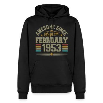 Februar 1953 Geschenk zum 72. Jahrestag, Februar 1953 - Männer Premium Bio Hoodie - Schwarz - Vorne - Nico (187cm)
