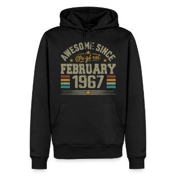 February 1967 58th Anniversary Gift, February 1967 - Men’s Premium Organic Hoodie - black - Front - Nico (187cm)