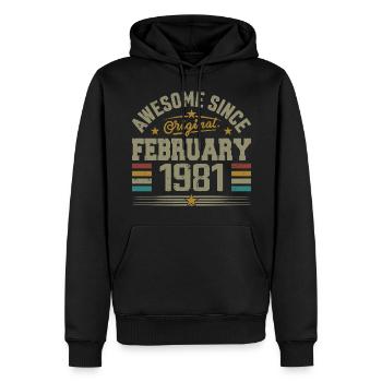 February 1981 44th Anniversary Gift, February 1981 - Men’s Premium Organic Hoodie - black - Front - Nico (187cm)