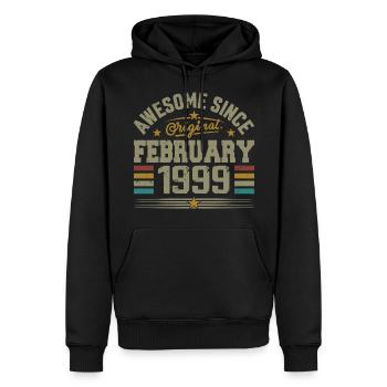 Février 1999 Cadeau 26e Anniversaire, Février 1999 - Sweat à capuche Premium bio Homme - noir - Devant - Nico (187cm)