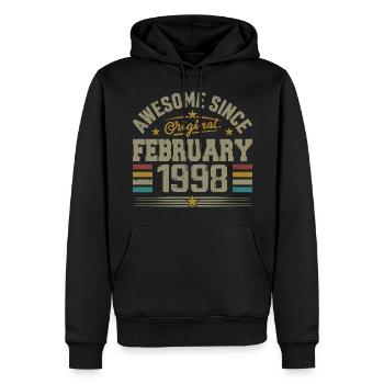 Février 1998 Cadeau 27e Anniversaire, Février 1998 - Sweat à capuche Premium bio Homme - noir - Devant - Nico (187cm)