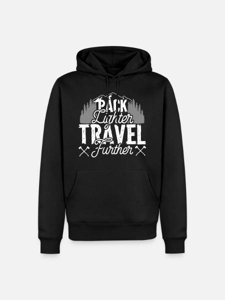 Hiking Pack Lighter Travel Further - Men’s Premium Organic Hoodie - black