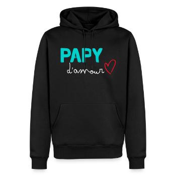 Papy Je T'aime T'es le Meilleur Des Papis - Sweat à capuche Premium bio Homme - noir - Devant - Nico (187cm)