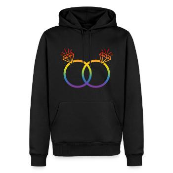 LGBT Eheringe Hochzeit JGA Paar Regenbogen Diamant - Männer Premium Bio Hoodie - Schwarz - Vorne - Nico (187cm)