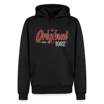Né en 1982 Original Birthday Retro - Sweat à capuche Premium bio Homme - noir - Devant - Nico (187cm)