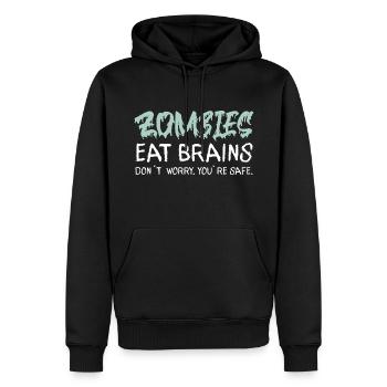 LES ZOMBIES MANGENT LA CERVELLE, NE VOUS INQUIÉTEZ PAS, VOUS ÊTES EN SÉCURITÉ - Sweat à capuche Premium bio Homme - noir - Devant - Nico (187cm)