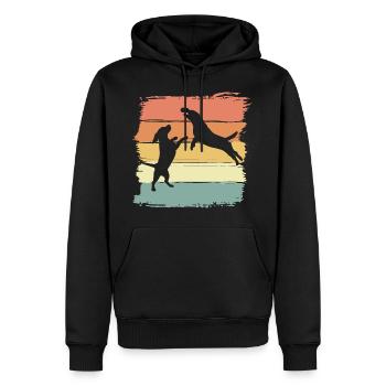 Beagle jouer avec la balle rétro vintage - Sweat à capuche Premium bio Homme - noir - Devant - Nico (187cm)