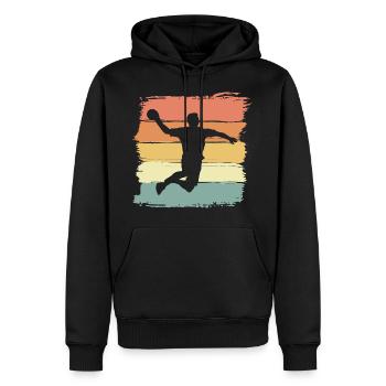 Handball retro vintage Handballerin - Männer Premium Bio Hoodie - Schwarz - Vorne - Nico (187cm)