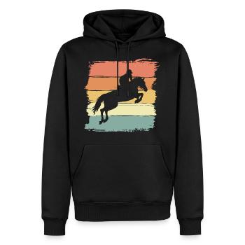 Pferde reiten retro vintage - Männer Premium Bio Hoodie - Schwarz - Vorne - Nico (187cm)