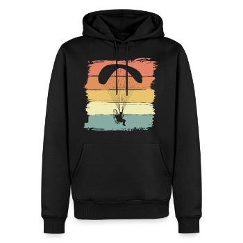 Paramoteur volant rétro vintage parapente - Sweat à capuche Premium bio Homme - noir - Devant - Nico (187cm)
