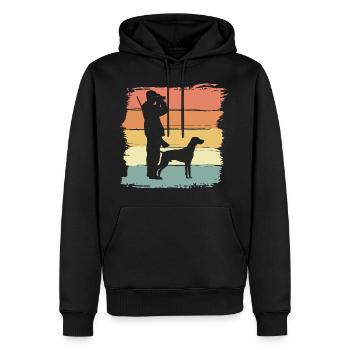 Chasse à la chasse avec chien rétro vintage - Sweat à capuche Premium bio Homme - noir - Devant - Nico (187cm)