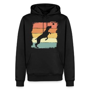 Weimaraner spielt mit Ball retro vintage - Männer Premium Bio Hoodie - Schwarz - Vorne - Nico (187cm)