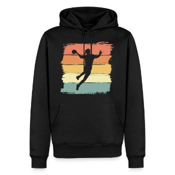 Handball féminin rétro vintage Handball Player - Sweat à capuche Premium bio Homme - noir - Devant - Nico (187cm)