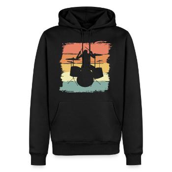 Schlagzeug Schlagzeuger retro vintage - Männer Premium Bio Hoodie - Schwarz - Vorne - Nico (187cm)
