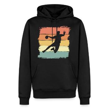 Handball retro vintage Handballer - Männer Premium Bio Hoodie - Schwarz - Vorne - Nico (187cm)