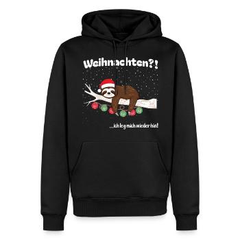 Faultier-Weihnachten für Weihnachtsmuffel - Männer Premium Bio Hoodie - Schwarz - Vorne - Nico (187cm)