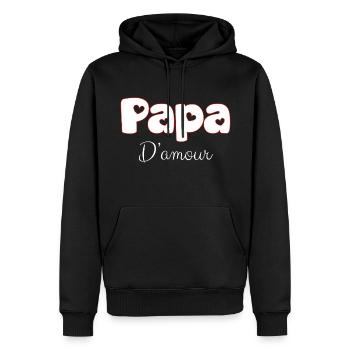 Mon Papa D'Amour Unique Et Incroyable - Sweat à capuche Premium bio Homme - noir - Devant - Nico (187cm)