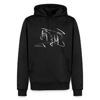 Hip Hop - Schriftzug / Logo Weiß - Männer Premium Bio Hoodie - Schwarz - Vorne - Nico (187cm)