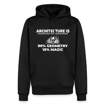 Architecture drôle🏰 : 90 % de géométrie, 10 % de magie - Sweat à capuche Premium bio Homme - noir - Devant - Nico (187cm)