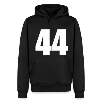 44 - Männer Premium Bio Hoodie - Schwarz - Vorne - Nico (187cm)