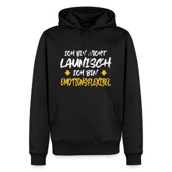 ICH BIN NICHT LAUNISCH ICH BIN EMOTIONSFLEXIBEL - Männer Premium Bio Hoodie - Schwarz - Vorne - Nico (187cm)