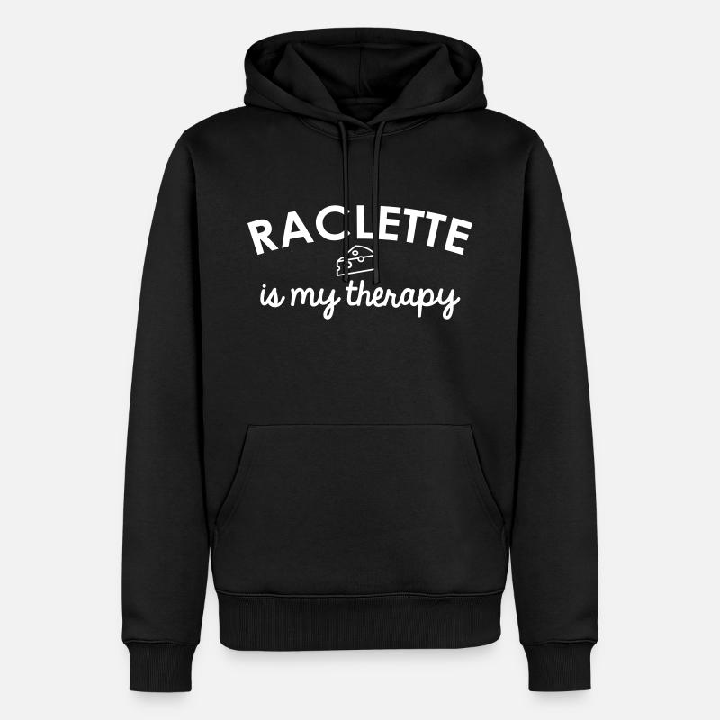 Raclette is my therapy - Sweat à capuche Premium bio Homme - noir