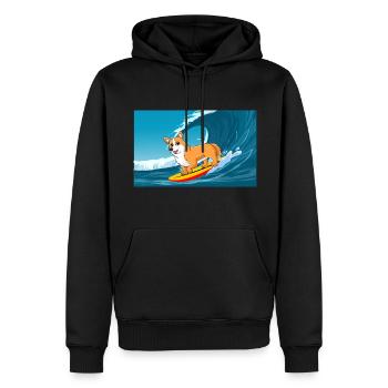 Strickjacke Welsh Corgi Hund Surfen Meereswellen - Männer Premium Bio Hoodie - Schwarz - Vorne - Nico (187cm)