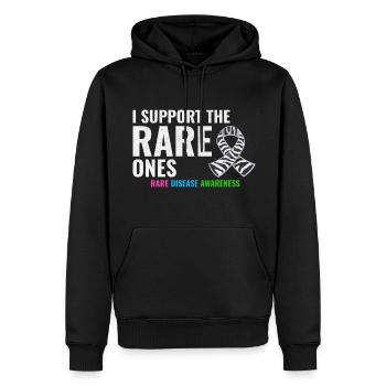 Soutien aux maladies rares : renforcer la sensibilisation - Sweat à capuche Premium bio Homme - noir - Devant - Nico (187cm)