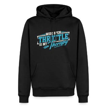 Plein gaz est ma thérapie - Sweat à capuche Premium bio Homme - noir - Devant - Nico (187cm)
