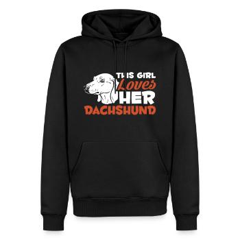 This Girl Loves her Dachshund - Men’s Premium Organic Hoodie - black - Front - Nico (187cm)