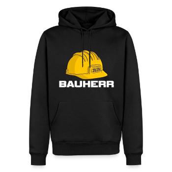 Bauherr 2023 Baustellen Helm Hausbau - Männer Premium Bio Hoodie - Schwarz - Vorne - Nico (187cm)