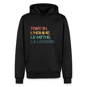 Tonton l'homme Le Mythe la légende - Sweat à capuche Premium bio Homme - noir - Devant - Nico (187cm)
