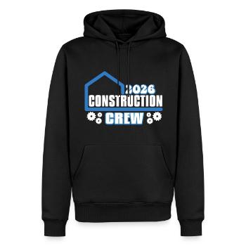 Équipe client Construction de maison 2026 - Sweat à capuche Premium bio Homme - noir - Devant - Nico (187cm)