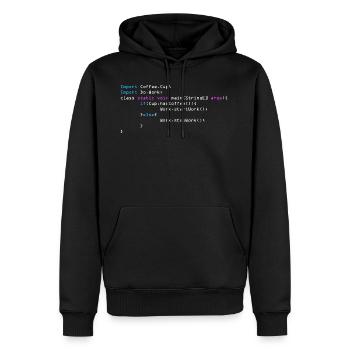 C++ Programmierer - Männer Premium Bio Hoodie - Schwarz - Vorne - Nico (187cm)