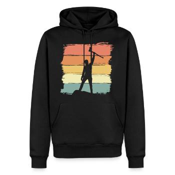 Holzfäller vintage retro Holz hacken - Männer Premium Bio Hoodie - Schwarz - Vorne - Nico (187cm)