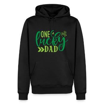 One Lucky Dad - Männer Premium Bio Hoodie - Schwarz - Vorne - Nico (187cm)