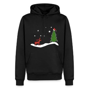Elch mit Weihnachtsbaum - Männer Premium Bio Hoodie - Schwarz - Vorne - Nico (187cm)