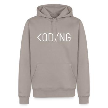 Coding - Männer Premium Bio Hoodie - Taupe - Vorne - Nico (187cm)