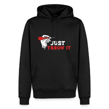 Just Throw It Darts - Men’s Premium Organic Hoodie - black - Front - Nico (187cm)