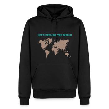 Let's explore the world - Men’s Premium Organic Hoodie - black - Front - Nico (187cm)