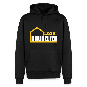 Bauhelfer 2025 - Männer Premium Bio Hoodie - Schwarz - Vorne - Nico (187cm)