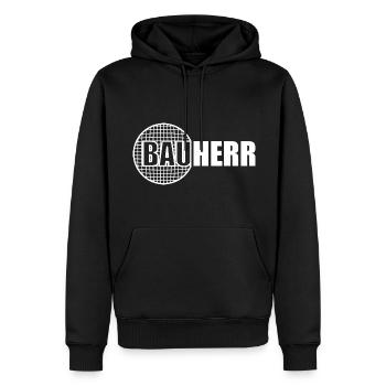 Bauherr Hausbau - Männer Premium Bio Hoodie - Schwarz - Vorne - Nico (187cm)