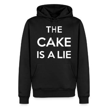 The Cake Is A Lie - Männer Premium Bio Hoodie - Schwarz - Vorne - Nico (187cm)