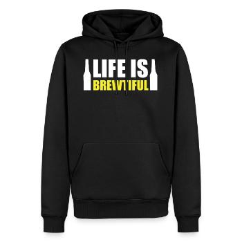 Bier macht das Leben schöner - Männer Premium Bio Hoodie - Schwarz - Vorne - Nico (187cm)