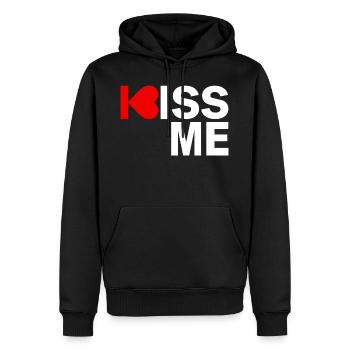 Kiss me - Männer Premium Bio Hoodie - Schwarz - Vorne - Nico (187cm)
